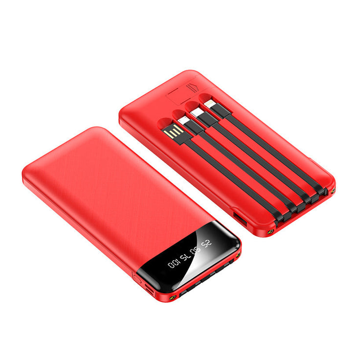 Portable power bank with integrated charging cables and digital display Kalsten