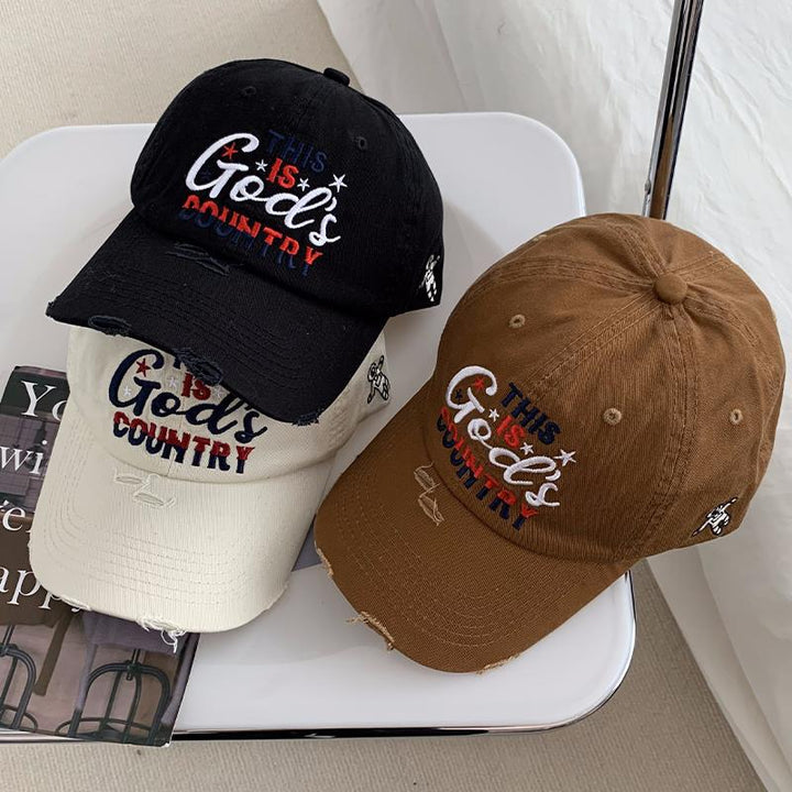 Men's Distressed Embroidered Baseball Cap Kalsten