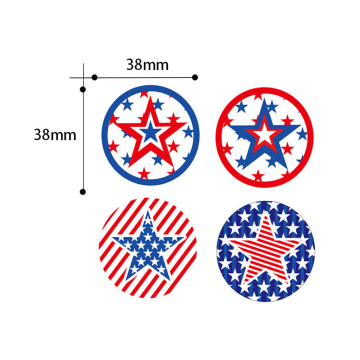 Unisex nan rundes self-adhesive motif sticker set patriotic star pattern weatherproof multiple design Kalsten