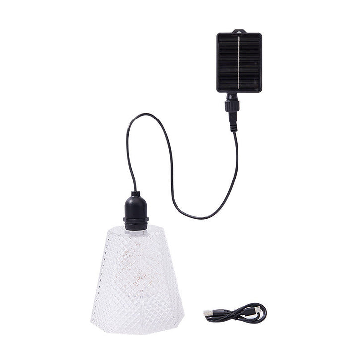 Solar USB Rechargeable Textured Glass Pendant Light Kalsten