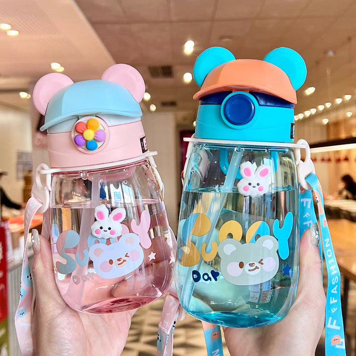 Women Playful Children's Drinking Bottle with Integrated Straw Kalsten