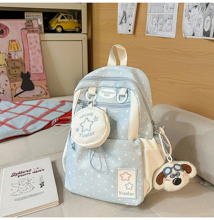 Star-Printed High-Capacity School Backpack