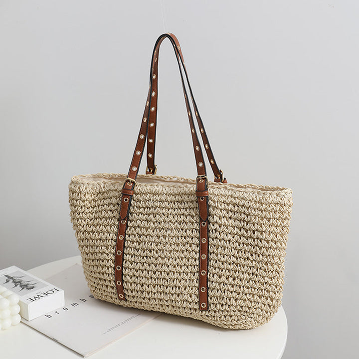Elegant basket bag with sturdy leather handles Kalsten