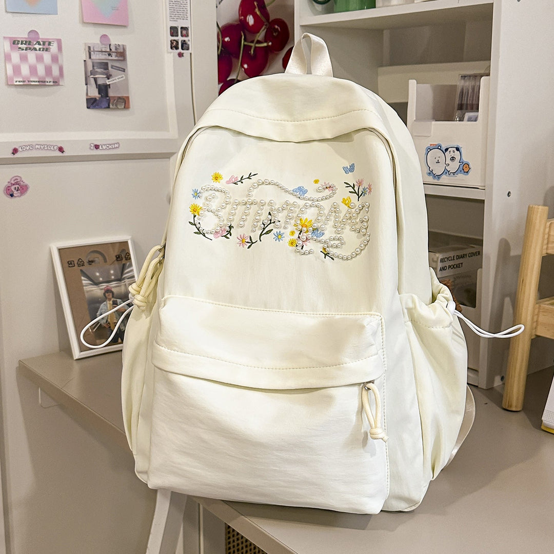 Embroidered Floral School Backpack