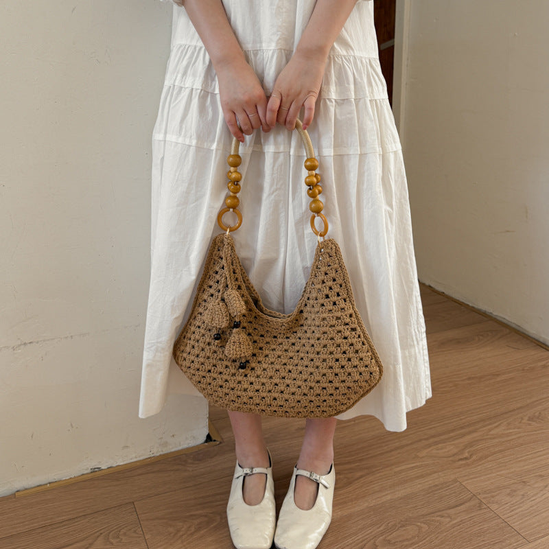 Handmade crochet bag with colorful tassels Kalsten
