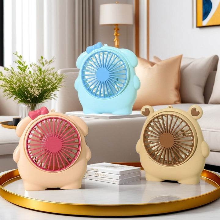Women's Portable Mini Hand Fan with Animal Ears and USB Charging Function Kalsten