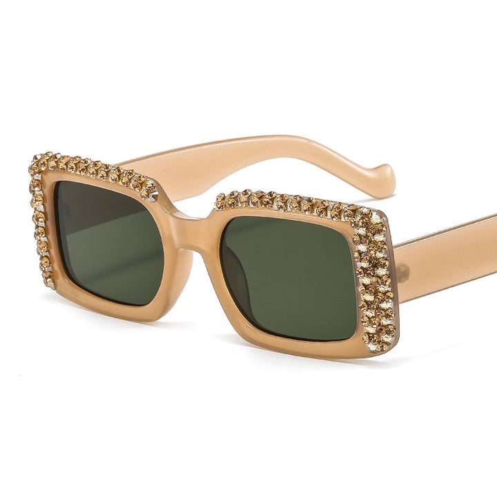 Women's Glamorous Square Sunglasses with Sparkling Crystal Frame Kalsten