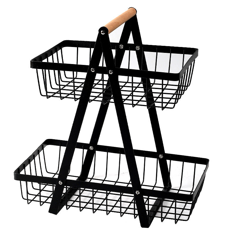 Sturdy Two-Tier Metal Storage Basket Kalsten