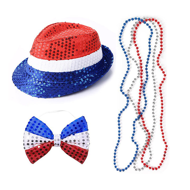 Independence Day metallic parade-style bead necklace set with breakaway clasp Kalsten