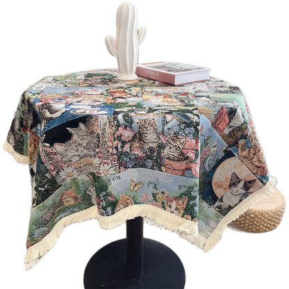 Artistic Cat-Themed Table Cover