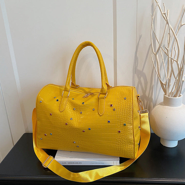 Elegant Handbag with Luxurious Crocodile Pattern and Colorful Applications Kalsten