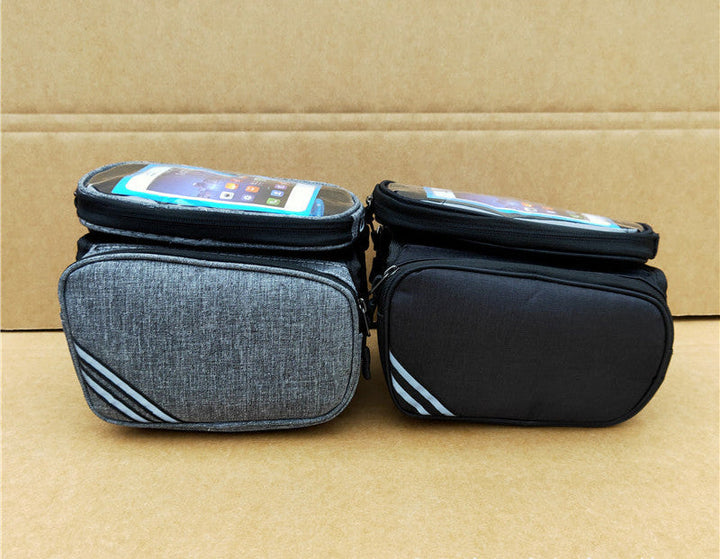 waterproof bike handlebar phone bag with touchscreen top and spacious dual compartment and reflective accents Kalsten