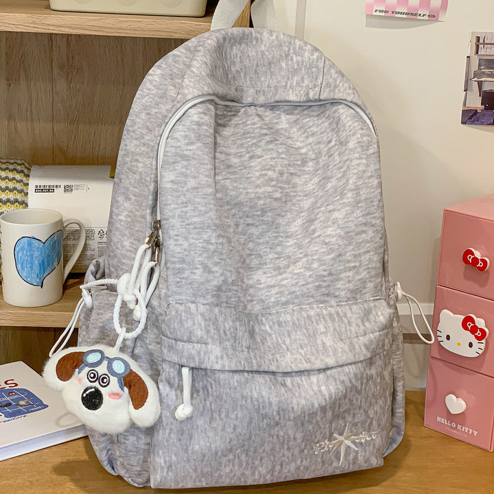 Casual Fabric Zip-Up School Backpack