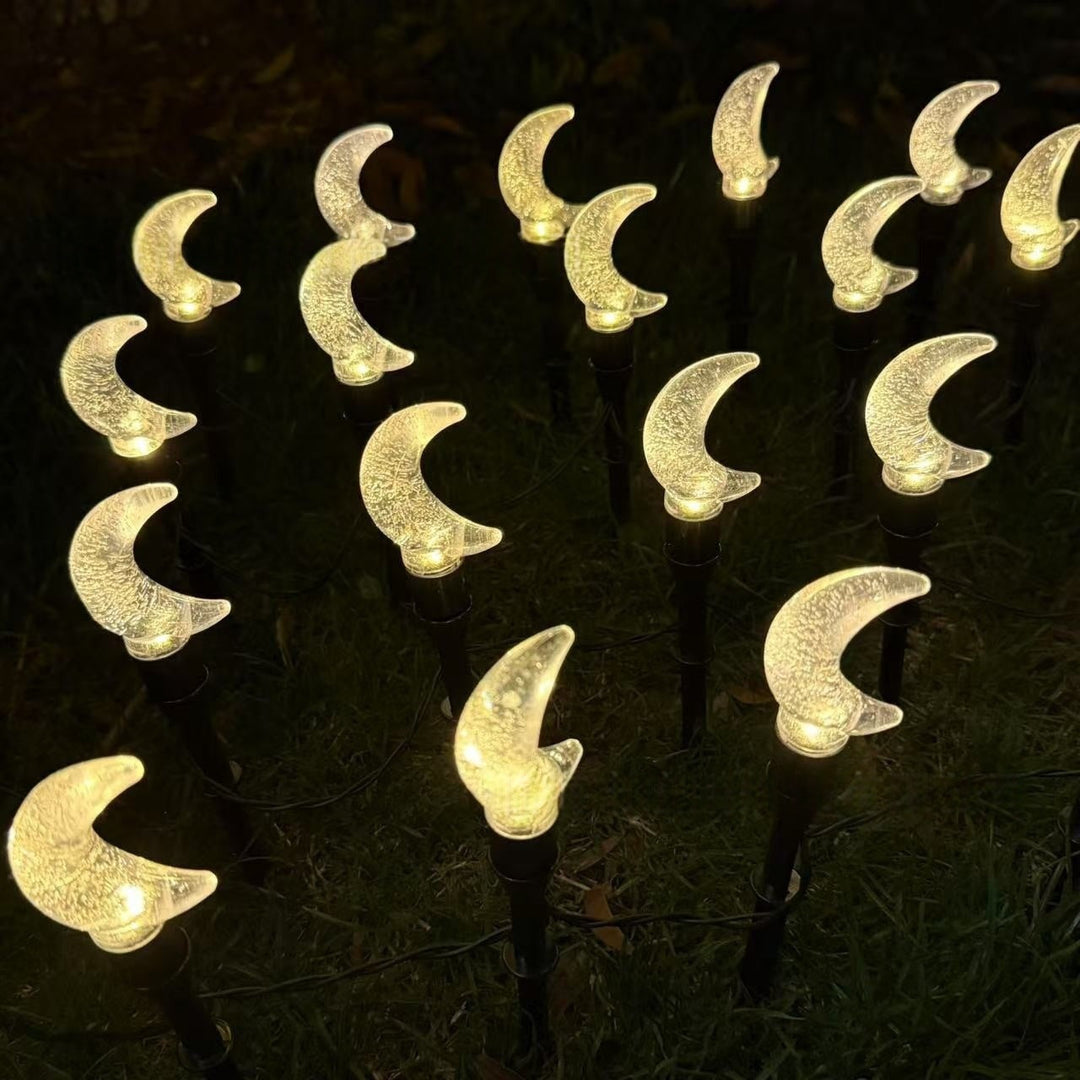 Crescent Moon Solar Garden Stake Lights With Textured Acrylic Diffuser And Warm White LED Kalsten