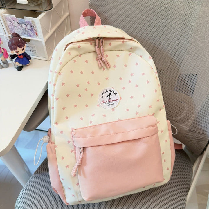 Star-Patterned School Backpack