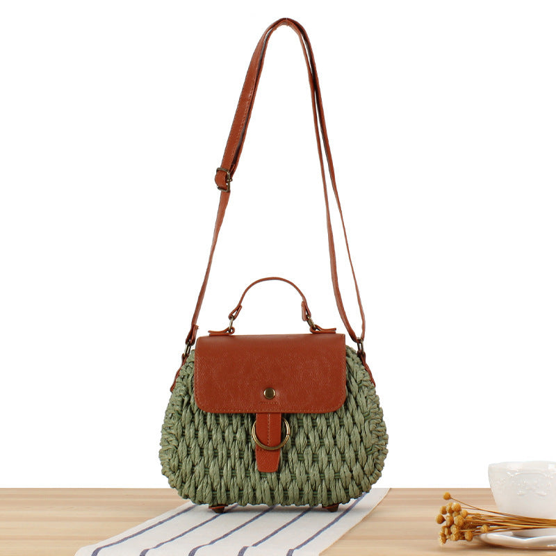 Handbag with Elegant Leather Lid and Woven Design Kalsten