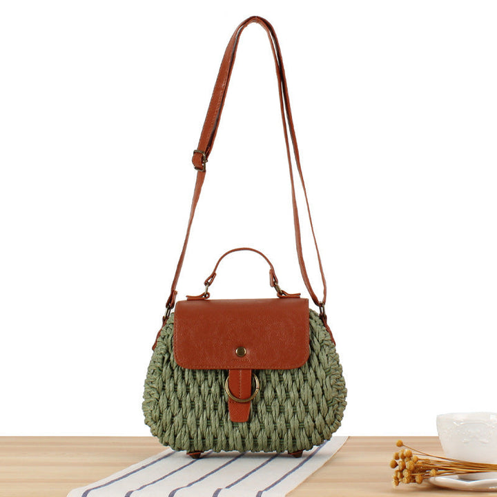 Handbag with Elegant Leather Lid and Woven Design Kalsten