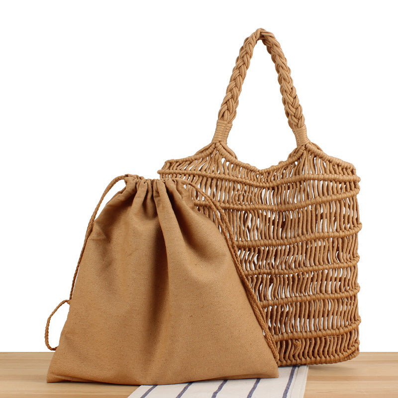 Fashionable Braided Tote Bag with Inner Pouch Kalsten