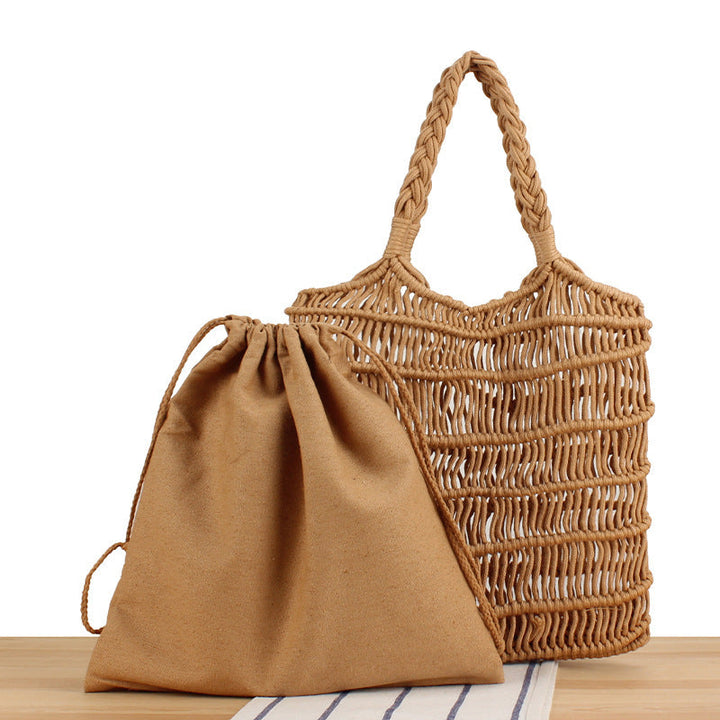 Fashionable Braided Tote Bag with Inner Pouch Kalsten