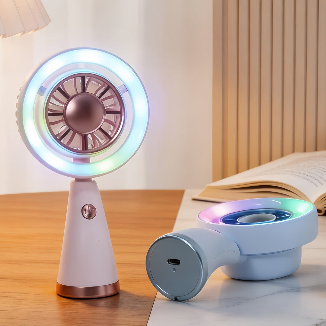 Women Portable RGB Hand Fan with USB Charging Function Kalsten