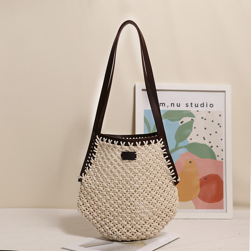 Hand-knotted tote bag with sturdy leather handles Kalsten