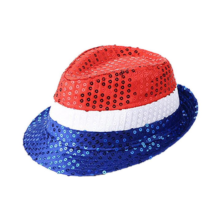 Women's Independence Day sequin flag-inspired hair bow clip with alligator clasp and rhinestone center Kalsten