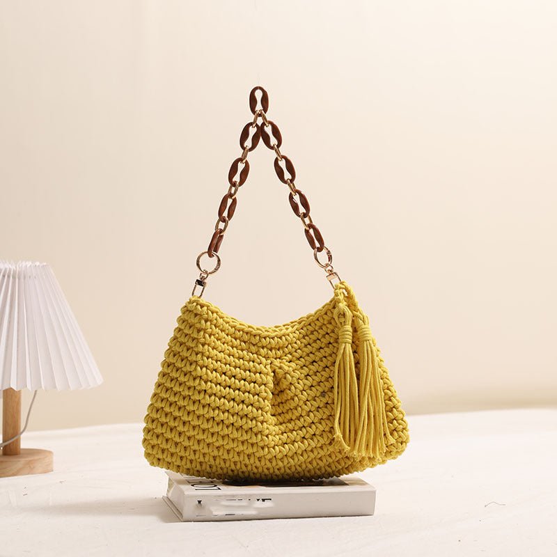 Handcrafted macrame bag with fashionable fringes Kalsten