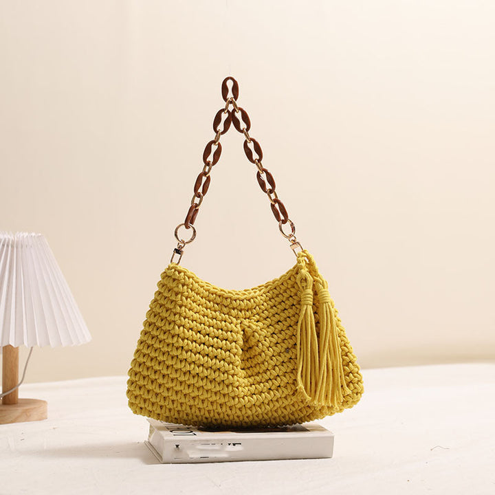 Handcrafted macrame bag with fashionable fringes Kalsten