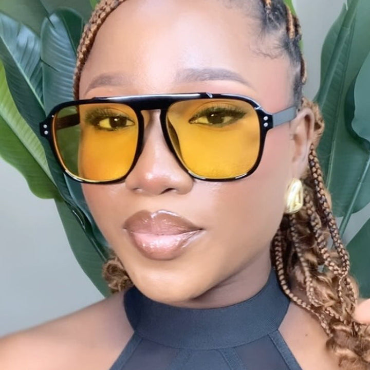 Ladies geometric sunglasses with polarized yellow lenses Kalsten