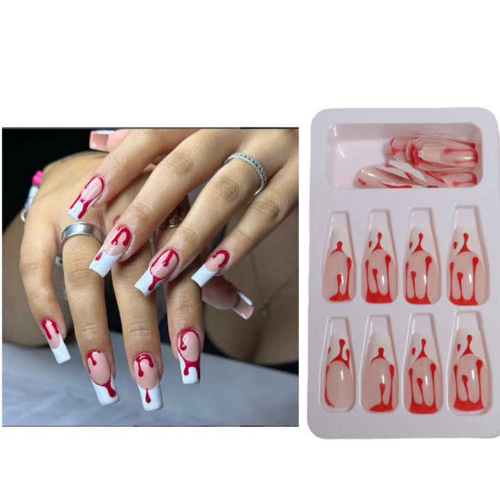 Artistic Press-On Nail Design with Dripping Effect Kalsten