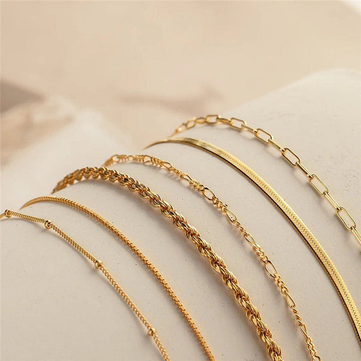 Multiple Textured Chain Bracelet Set Kalsten
