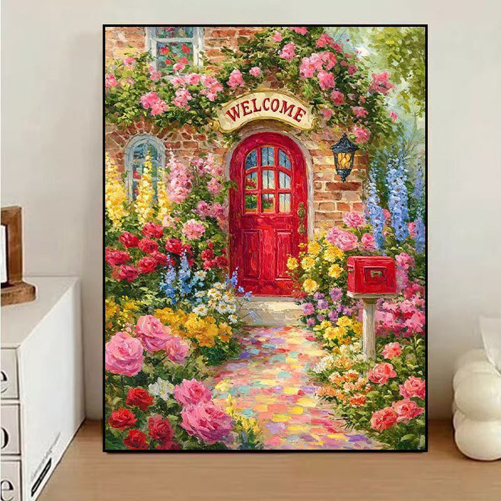 Charming Floral Welcome Canvas Art Kalsten