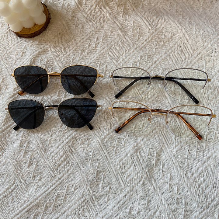 Fashionable Cat-Eye Sunglasses with Fine Metal Frame Kalsten