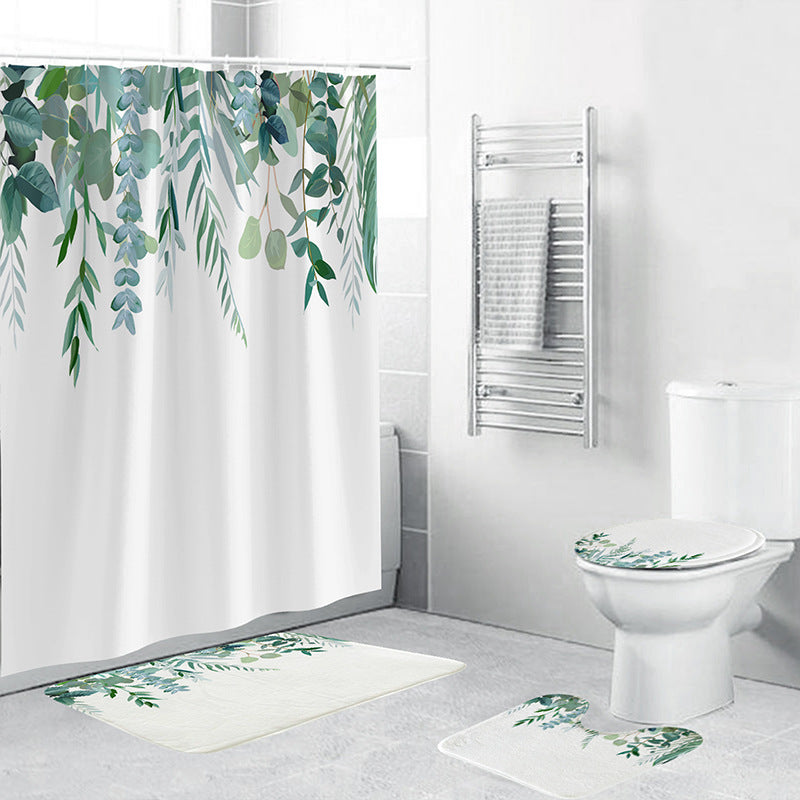 Tropical Leaf Print Bathroom Set Kalsten
