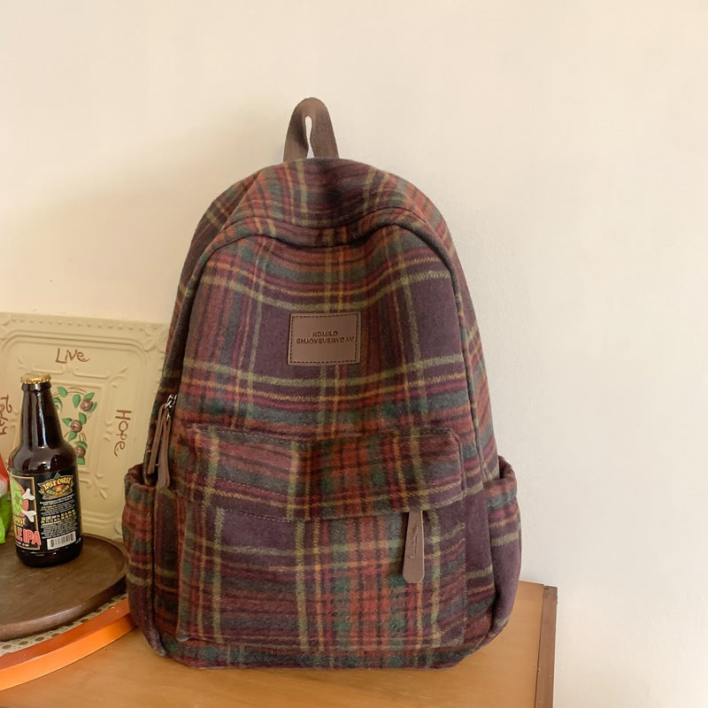 Functional Plaid School Backpack