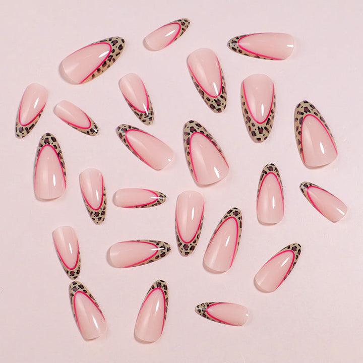 Artistic Stiletto Press-On Nail Set with Leopard Print Accents Kalsten
