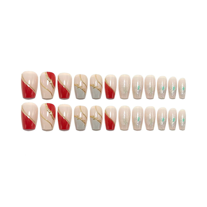 Artificial nails with elegant gold pattern Kalsten