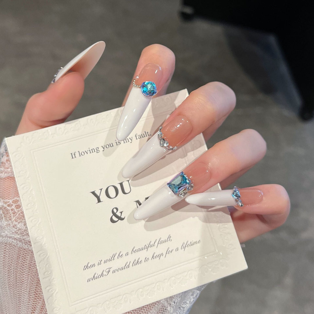 Elegant Gem-Accented Press-On Nail Extensions Kalsten