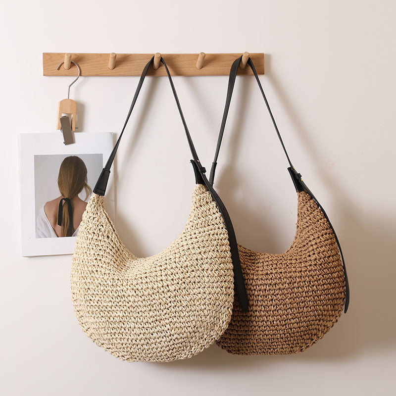 Handmade Hobo Bag Made of Natural Raffia Material Kalsten
