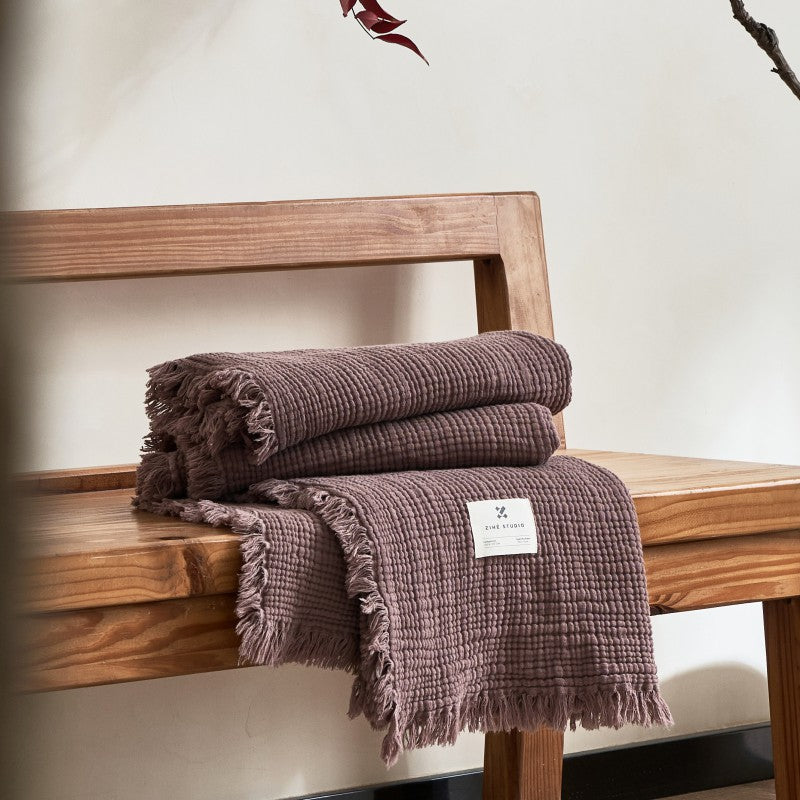 Women’s high-quality and luxurious waffle texture plaid blanket Kalsten