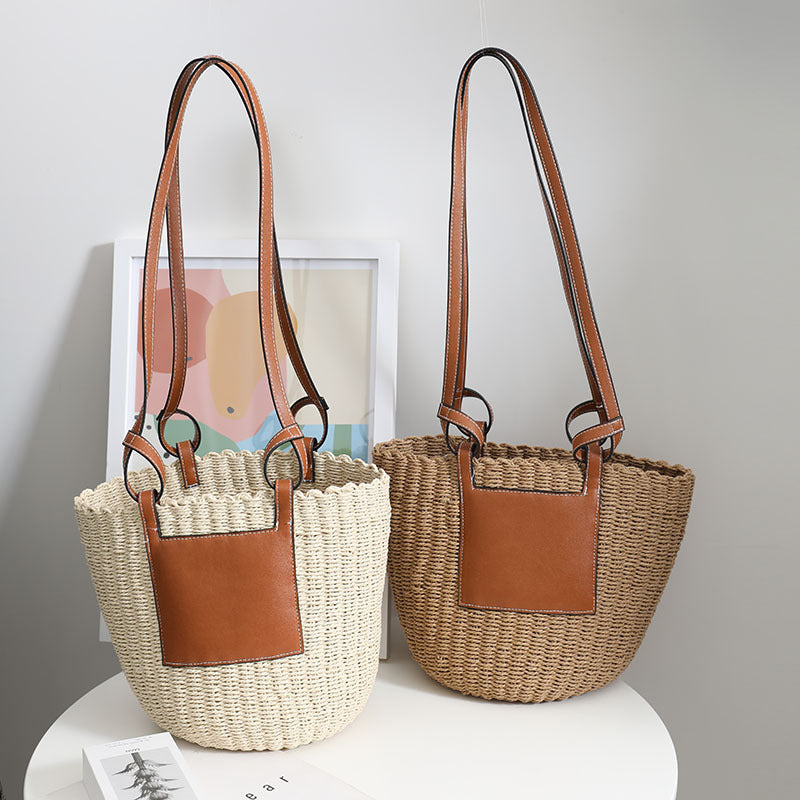 Basket bag with elegant leather detail Kalsten