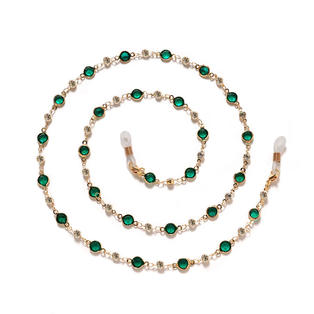 Elegant Rhinestone and Gemstone Eyewear Chain kalsten