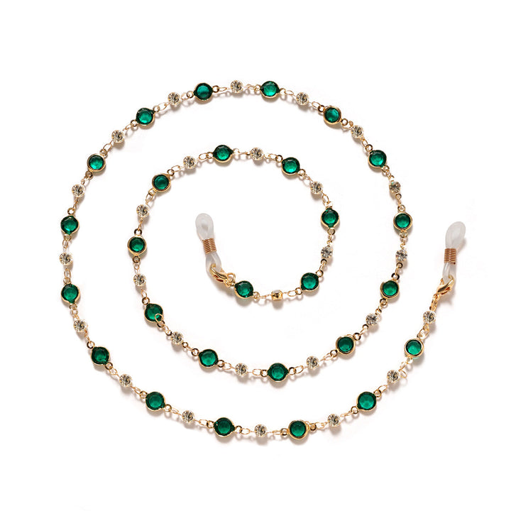 Elegant Rhinestone and Gemstone Eyewear Chain kalsten
