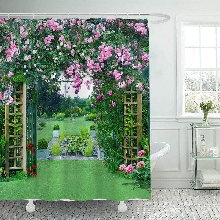Rustic Garden-Themed Shower Curtain Kalsten