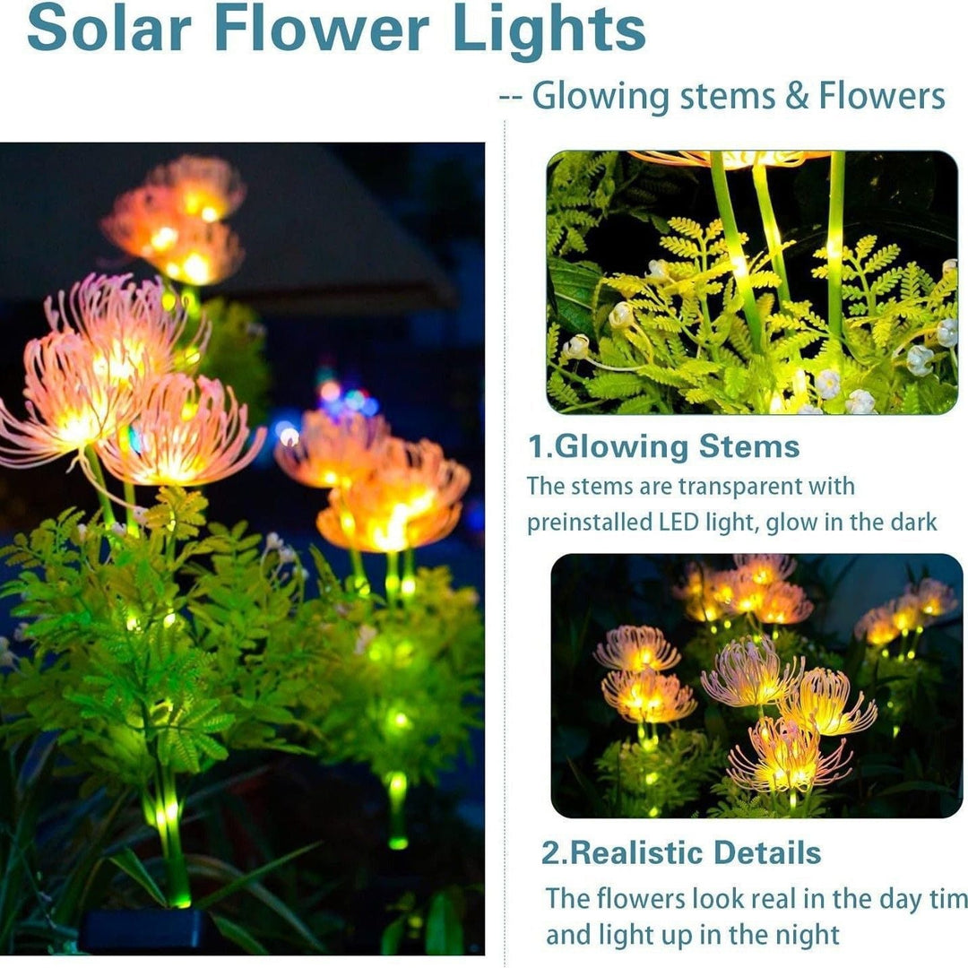 Realistic Solar LED Garden Flower Stake With Chrysanthemum Bloom And Flexible Waterproof Stem Kalsten