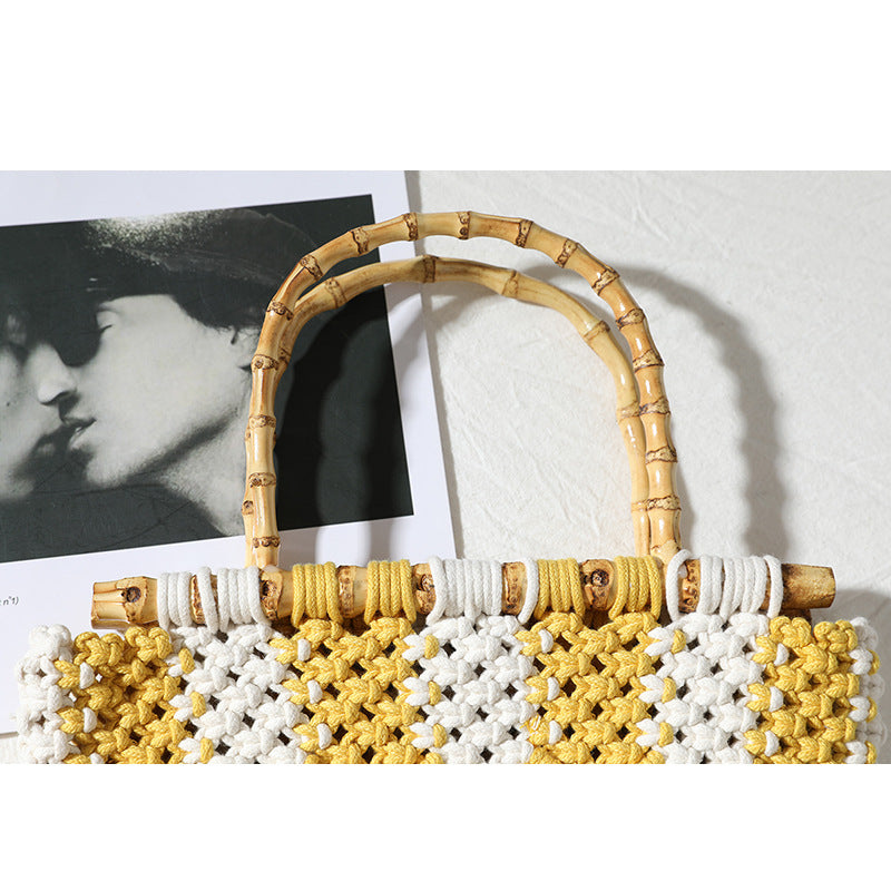 Stylish, Braided Handbag with Unique Checkered Pattern Kalsten