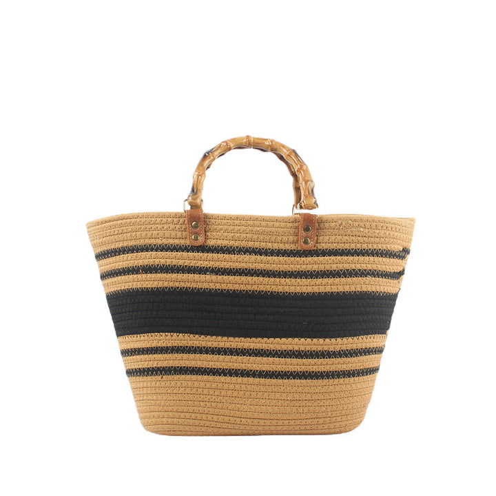 Stylish beach bag with bamboo handles Kalsten