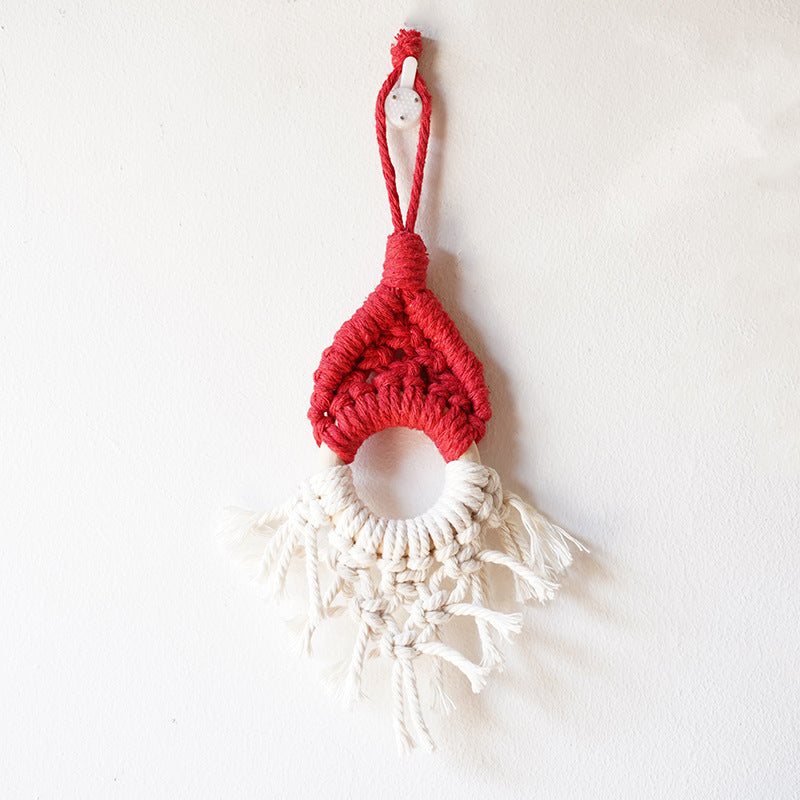 Macramé Decorative Wall Hanging with Circular Wooden Ring Acalora