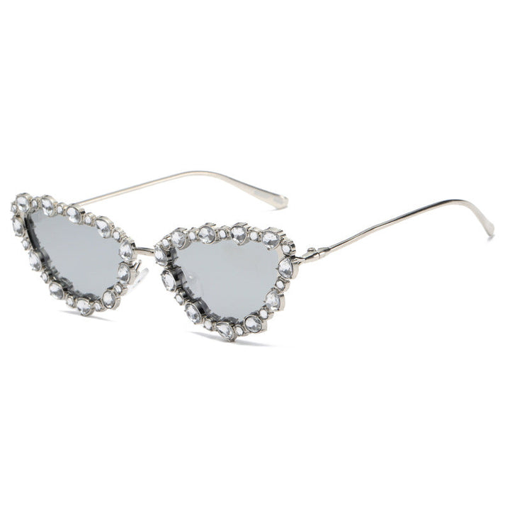 Women's Heart-Shaped Designer Sunglasses with Glamorous Crystal Frame Kalsten