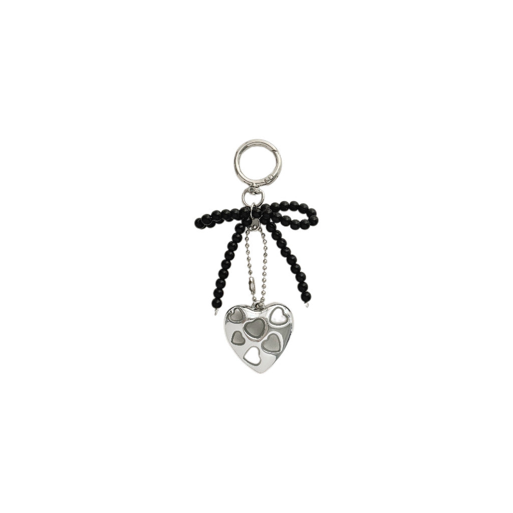 Heart-Shaped Charm Keychain with Beaded Bow Kalsten